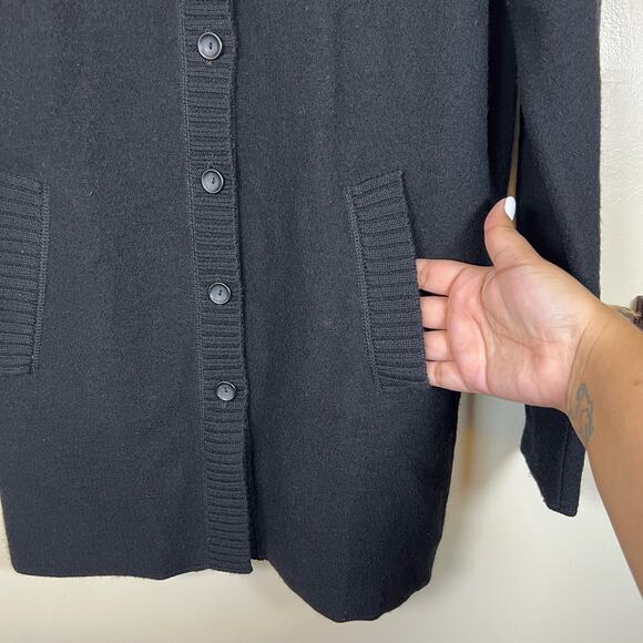 Black Dana Buchman 100% Wool Button Down Cardigan Size Medium - Picture 3 of 4